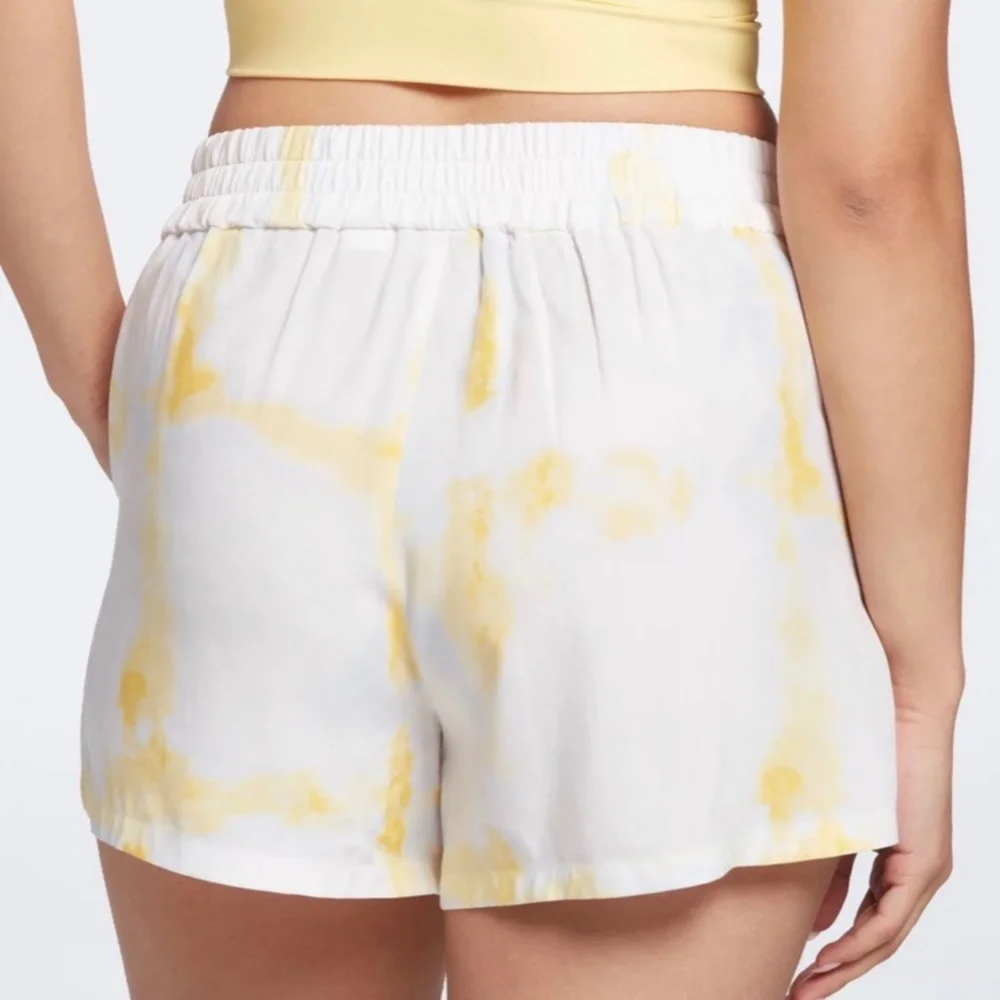 CALIA  High Rise Cover Up Summer Beach Resort Pool Butter Yellow White Shorts XL